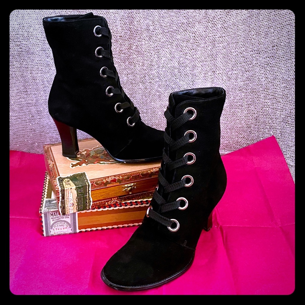 Suede high heel boots